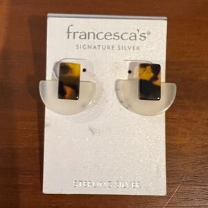 NWT Tortoiseshell + Clear Stud Earrings